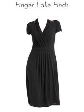 Calvin Klein Black Wrap Midi Dress with Short Sleeves, 6